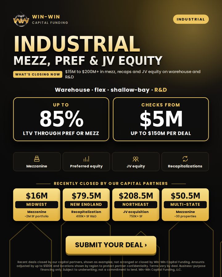 Industrial mezz, pref & JV flyer: Win-Win Capital Funding