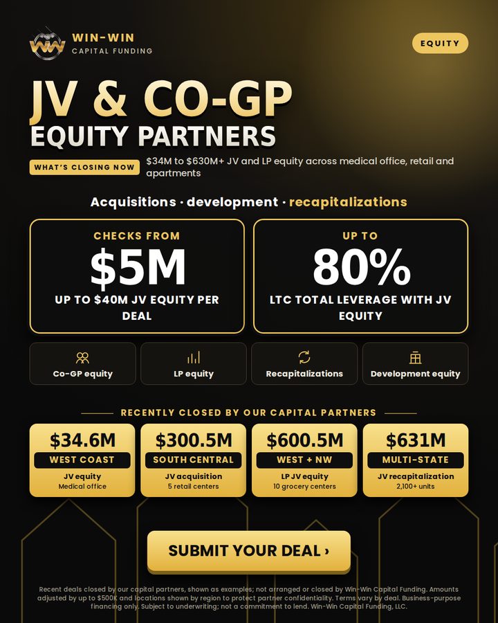 JV & co-GP equity partners flyer: Win-Win Capital Funding