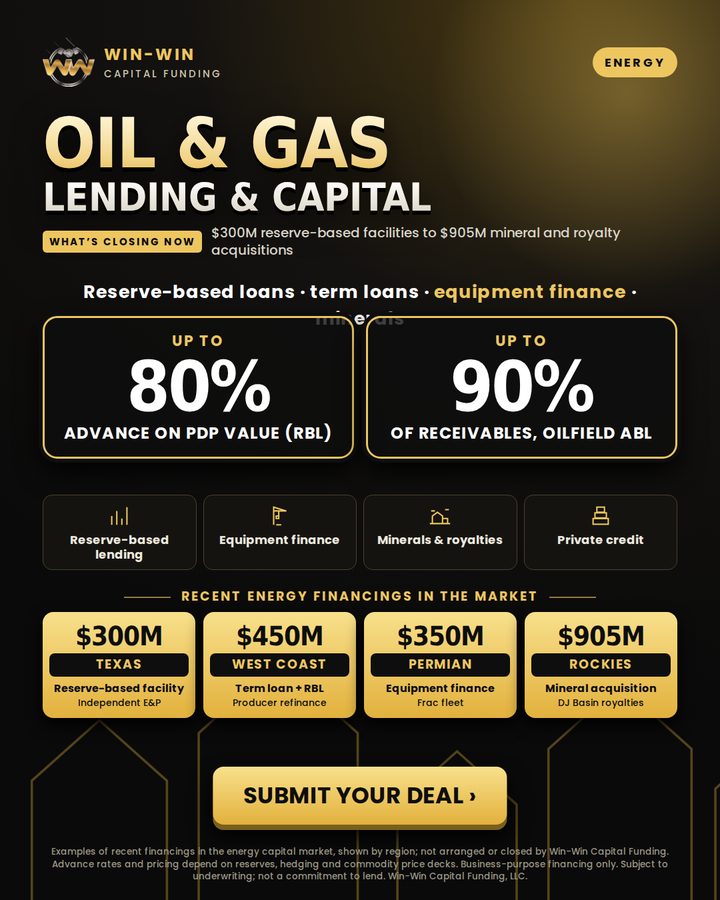 Oil & gas lending & capital flyer: Win-Win Capital Funding
