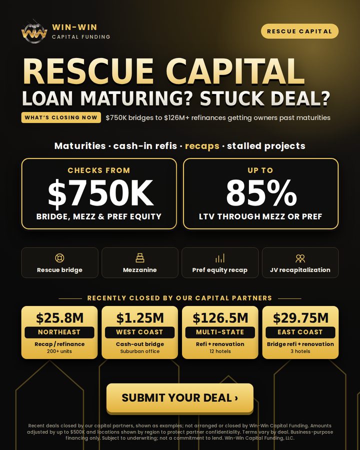 Rescue capital: loan maturing? flyer: Win-Win Capital Funding